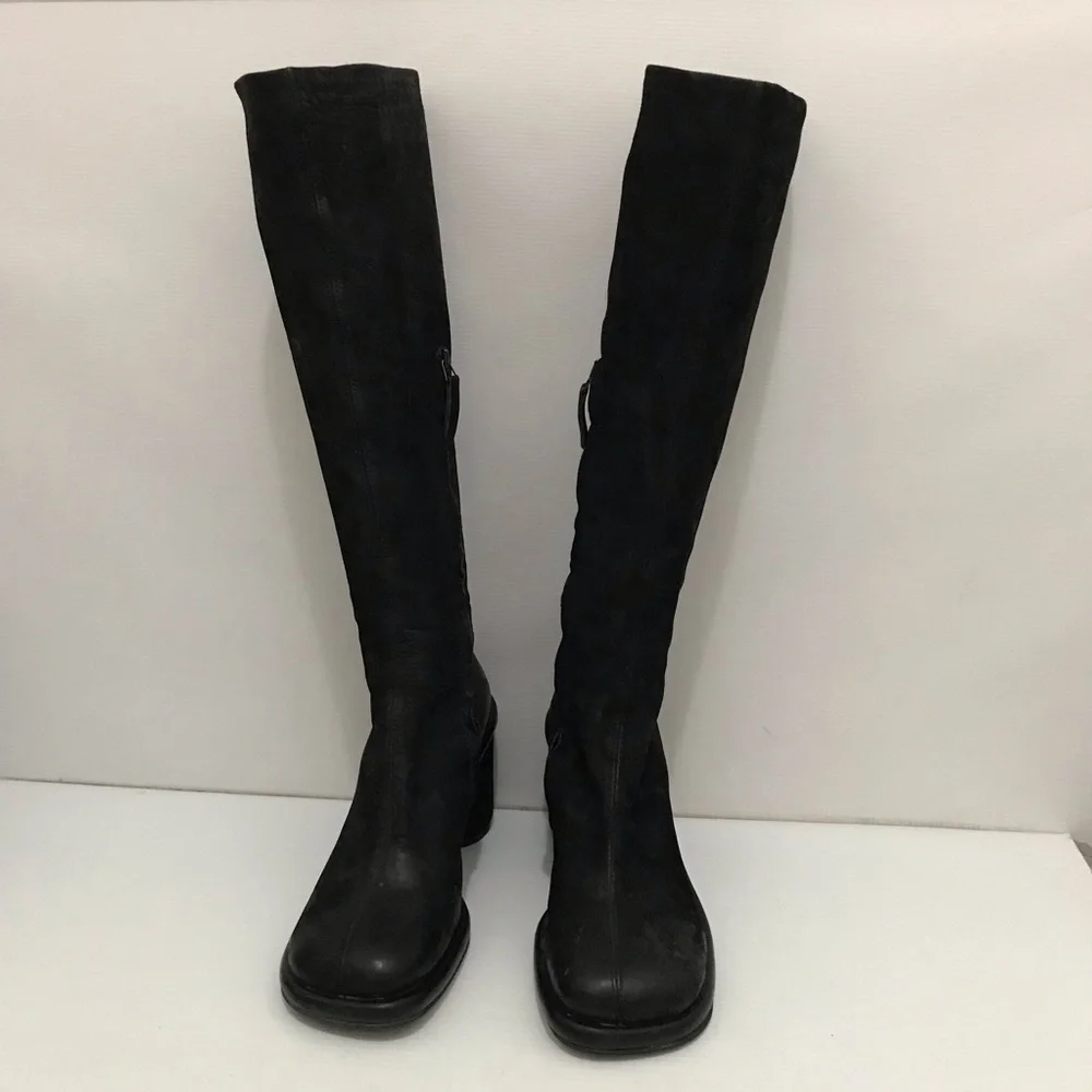 ERNESTO DOLANI Black Suede Knee-High Women's Boots Size 38
